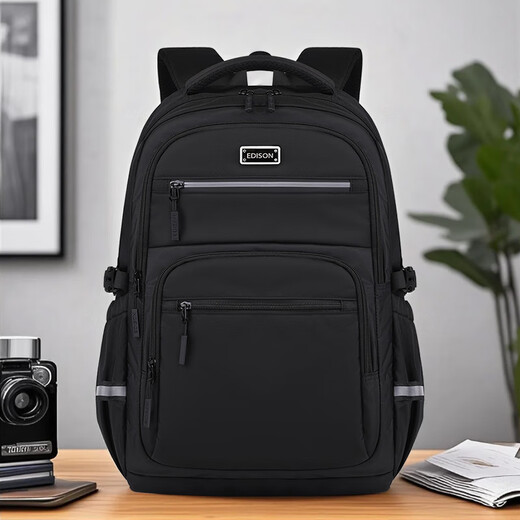 Edison große Kapazität Anti-Fall-Rucksack für Männer Business Freizeit Travel Wassersplashing Computer Rucksack Schoolbag Schwarz schwarz