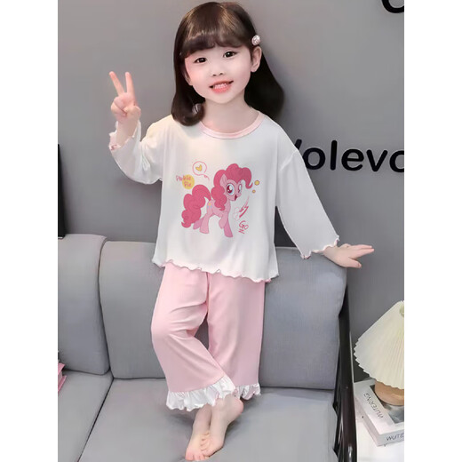 Little Pony (mein kleines Pony) Kinderpyjama-Mädchen 2025 Neuer Frühlings- und Herbst reines Baumwoll-Langarm-Mädchen mittleren und großer Kinder im Internet-Prinzessin im Internet.