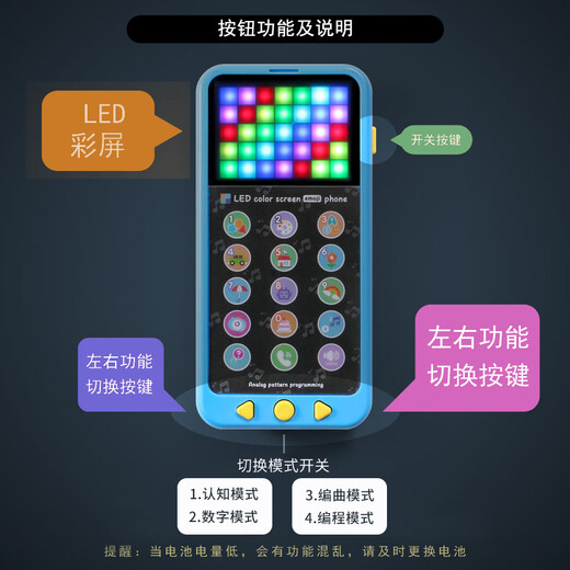 YWZR La máquina de aprendizaje de educación temprana de YWZR Color Música Música Teléfonos móviles Toyes Digital Inglés Arreglo Cognitivo Programación Iluminación multimodo Pure Inglés Color Screen Toys Smart Toys (Pink Pink