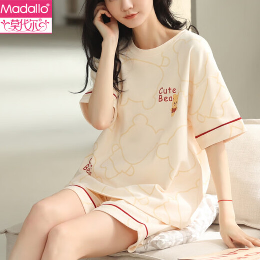 Modal 2025 new woven pajamas for women for summer cotton short-sleeved two-piece summer home clothing YZT9855 M women's model recommended 80-100Jin [Jin equals 0.5 kg]