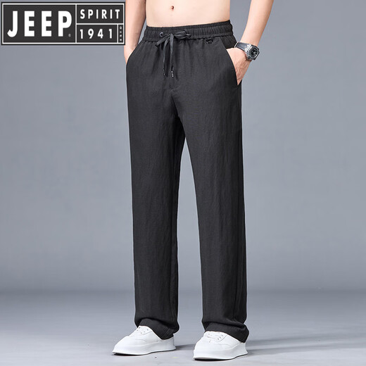 JEEP SPIRIT2025年夏季新品天丝裤休闲裤男宽松百搭港风潮牌裤子男 B691亚麻灰 M