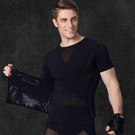 KJ Men's Body Shaping Apparel Abdominal Corset Waist Shaping Corset Vest Sports Fitness Seamless Thin Corset Black L (140-180Jin Jin equals 0.5kg)