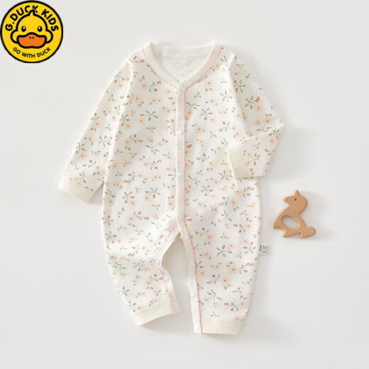 G.duck Little Yellow Duck Newborn Baby Clothes Jumpsuit Spring and Autumn Type Pure Cotton Boneless Harness Newborn Baby Baby Clothes Red Heart 90cm