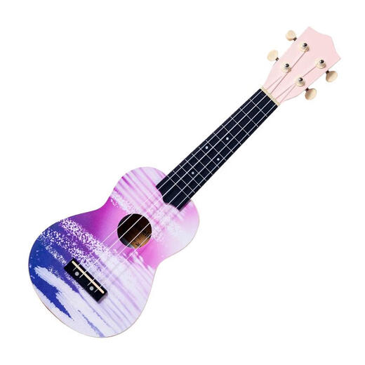 Aloha Ukulele Beginners Men, Girls, Students, Instrumento de alta precisión infantil Guitara pequeña Graffiti Pintura Graffiti-Purple 21 pulgadas