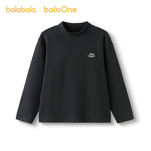 Bala BalaOne children's clothing children's long-sleeved T-shirt boys and girls 2025 winter new casual bottoming shirt warm top black 90001 165