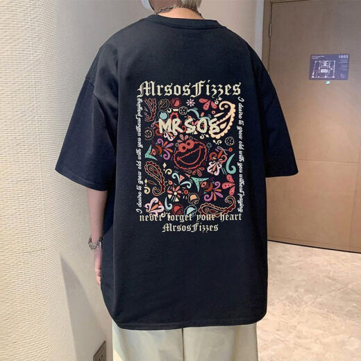 美式复古重磅纯棉短袖T恤男生夏季新款潮牌宽松半袖情侣体恤829 白色 M