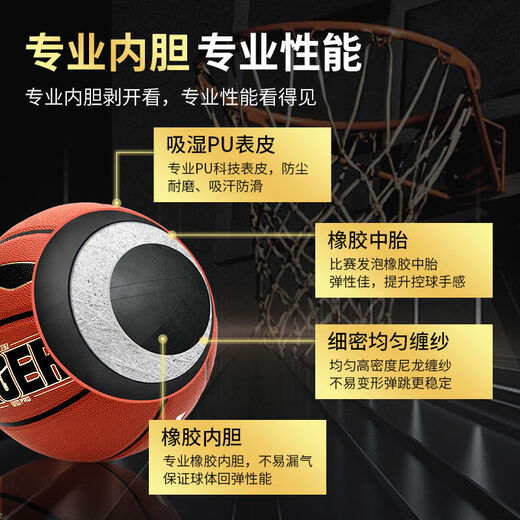 李宁（LI-NING）篮球7号男CBA专用室内外耐磨手感之20K比赛蓝球虎啸系列 虎啸经典版_耐磨PU【LBQK867-41 七号篮球(标准球)