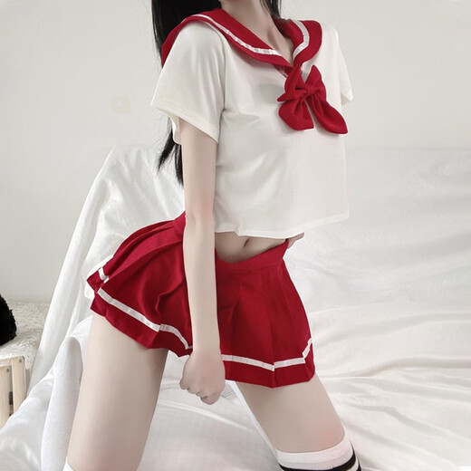 学院风调情JK制服诱惑睡衣性感蝴蝶结纯欲骚激情午夜魅力 黑色JK学生制服+9756 镂空连体 均码