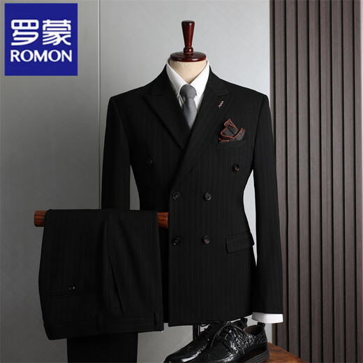 Romon (Romon) Blue двухбортный костюм мужской формальная одежда British Fashion Wedding Best Suit Business Casual Suit.