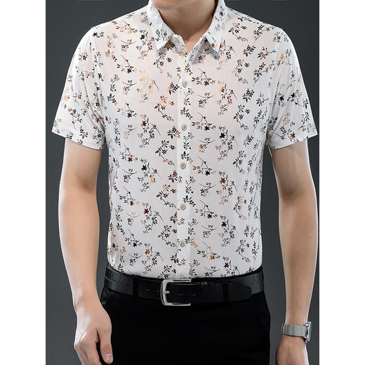 PDG Yageol 25 Summer New Men's Short à manches à manches glaciaire Silk mince Shirt Trend Fashion Trend Casual Dad 9898 Gold M 165