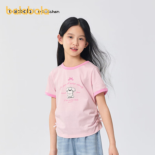Balabala children's clothing children's short-sleeved girls' T-shirt 2025 summer wear miiiiichan IP mall same style dream pink 60359 150