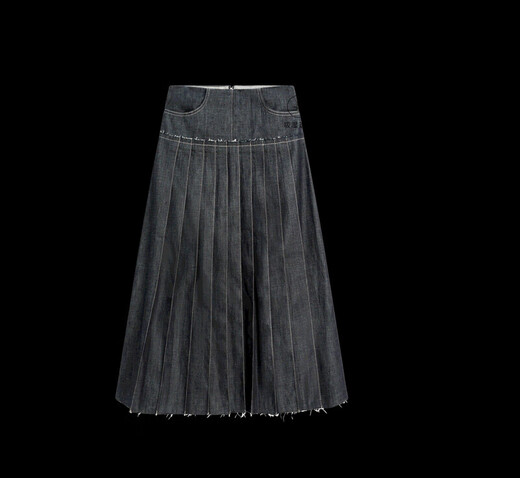 Massimo Dutti Herbst Neues Produkt 2025 Frauenkleidung Retro Denim Denim Simple Commuter Style Box Falten -Jeansrock 05201601 Dunkelblau XS (165/66A)
