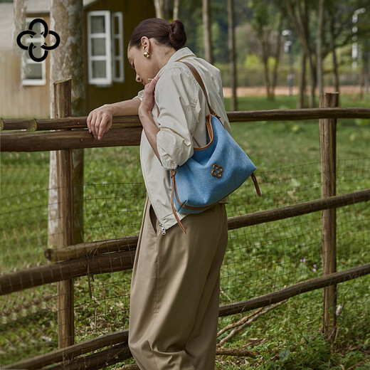 CASSILE卡思乐托特包女丹宁牛仔布通勤大容量轻奢斜挎包生日七夕礼物
