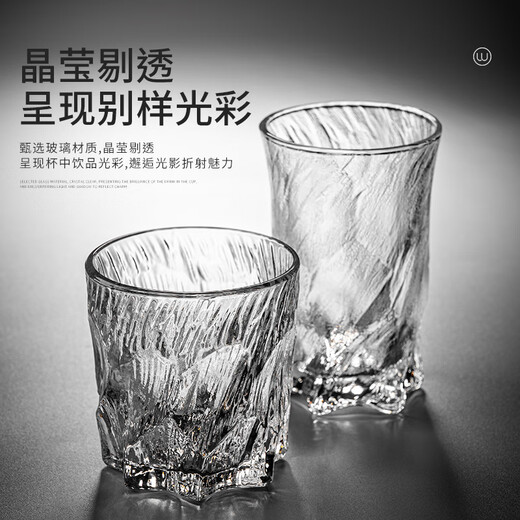 MIDOC retro relief rock glass water cup home hospitality drinking set high-end light luxury red beer tea cup soot rock short style 6 pieces + black stand + pot + black iron plate