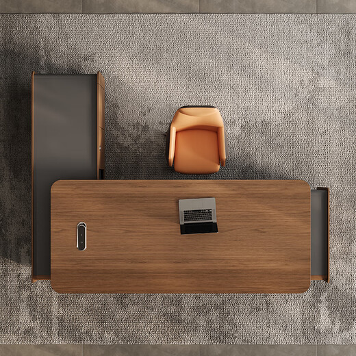 Jiazhi desk boss desk and chair combination new Chinese style retro industrial style high-end office president and chairman executive desk 2.2m single cabinet + 2.4m file cabinet + boss chair