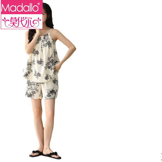 
Modal woven cloud cotton pajamas for women with chest pad anti-convex suspender shorts suit loose and casual can be worn outside home clothes 6624 M