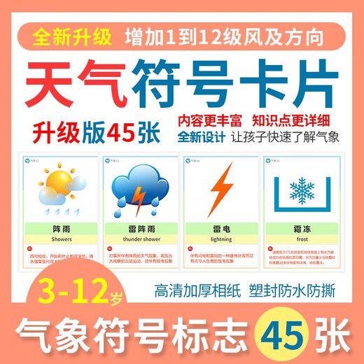 Other Meteorological and Weather Symbol Cards Climate Forecast Season Cognitive Kindergarten Teaching Aids Autistic Children Training Toys 5 Inch Plastic Seal Festival Cognition 50