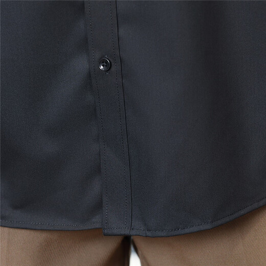 啄木鸟（TUCANO）衬衫男春秋季长衬衣商务休闲纯色刺绣透气百搭男装B 黑色 XL