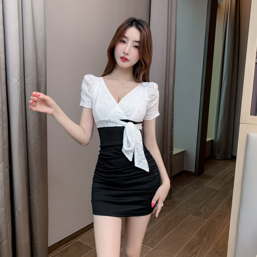 Songmanti Techniker Arbeit Kleidung sexy kleine Nachtclub ktv Kleid Frauen Schönheiten Abendkleid Fußbad Massage Spa Fußbad 27 Weiß S empfohlen 80-95 Jin [Jin gleich 0,5 kg]