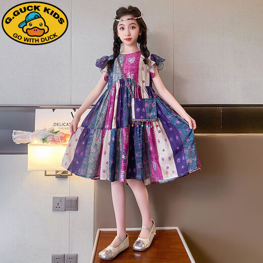 G.Duckkids Vestido para niñas Princesa Vestido de princesa de verano Falda de verano Summer Summer Cloting Summer Clothing 2025 New Children's Clothing SX3271 Manga de pétal