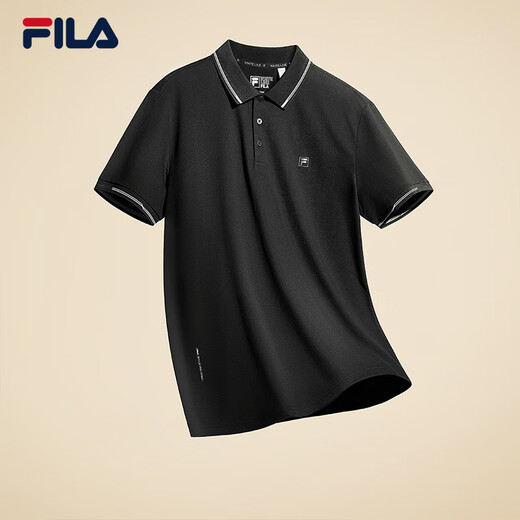 Fila Pilot POLO | Fila official men's knitted POLO2025 summer new fashion casual cool short-sleeved black-BK L 175/96A/L