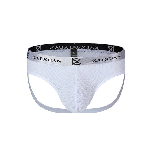 Men's underwear sexy pure desire triangle hot thong hip clip male U convex ice silk mesh low waist double thong head black L