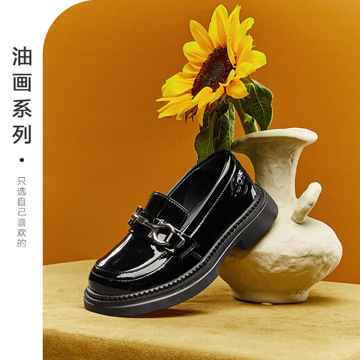 意尔康童鞋秋季女童公主鞋开学必备儿童黑皮鞋防滑学生皮鞋表演鞋黑色34