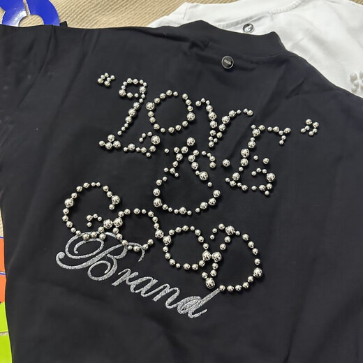 GOODBRANDGOOD同款纯色珍珠轻奢男女时尚短袖T恤 高品质黑色679 M 80-95
