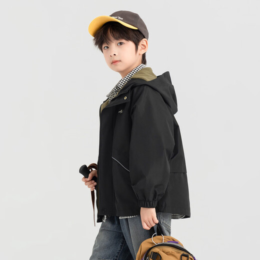 Duojia Waterproof Thin Velvet Soft Shell Jacket Boys' Jacket 2025 Spring and Autumn Children's Warm Mountaineering Clothing Medium and Large Children's Tops