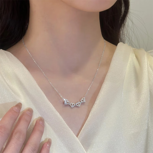 BOEAYPowderrom four-leaf clover sterling silver necklace for women 2025 new light luxury niche birthday gift for girls four-leaf clover love necklace + nine everlasting flowers gift box