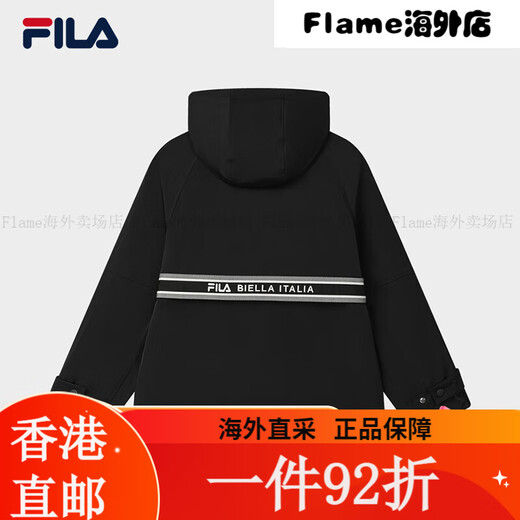 斐乐（FILA）FILA 官方女士梭织外套2025春新款时尚简约休闲宽松 正黑色-BK XS155/76A 均码