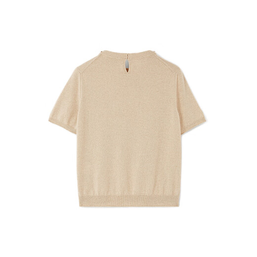 Loro Piana/诺悠翩雅LP女装短袖毛衣山羊绒罗纹针织圆领短款套头衫2025新款 米色 XXS