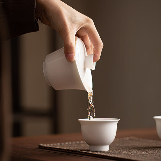 SUSHI CERAMICS Sancai bowl Chinese White Kung Fu tea set tea bowl