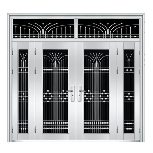 OUOTEY304 Porte en acier inoxydable Rural House Auto-construit Porte de porte à double ouverture Verre Entrée en acier inoxydable Antift Porte Ménage Gold Rose Style 9902
