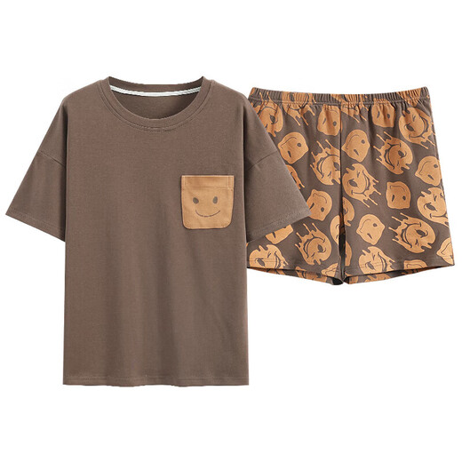 MUJI COM MUJI COM pajamas same style for women in summer pure cotton thin cute Korean version student short sleeve two-piece suit spring and autumn wide maroon GXT6636 picture color 2XL (recommended 130145Jin [Jin equals 0.5 kg])