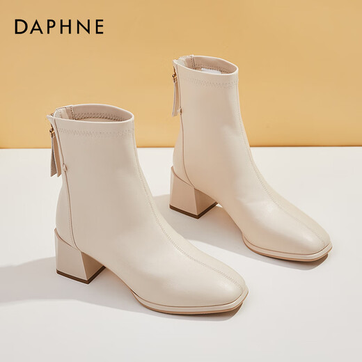 
Daphne (DAPHNE) short boots for women British style thick heels high heels autumn 2025 new versatile women's boots off white 37 (235mm) standard code