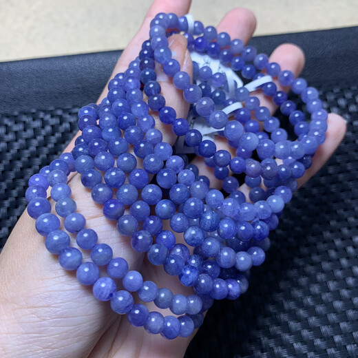 Iosn Natural Tanzania Ocean Heart Tanzanite Single Circle Bracelet Gemstone Jewelry Purple Sapphire Crystal Bracelet Gift for Women (S160) About 5.4-5.9mm