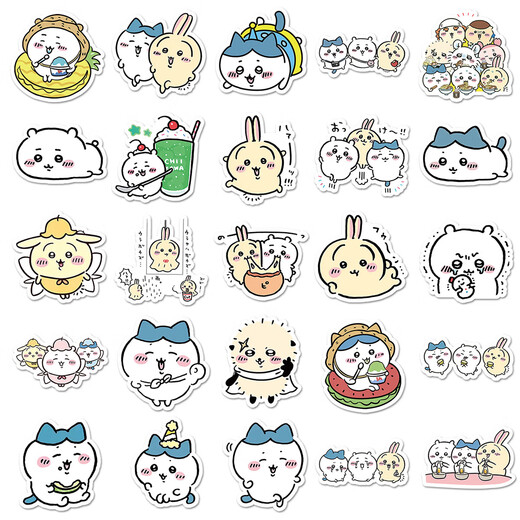 101 Chiikawa-Aufkleber dekorative kleine Muster Jiikawa Xiaoba niedliche Cartoon-Koffer-Aufkleber wasserdichte Dekoration kann unabhängige Schnitt-Schnitt-Druck-Drucken Chiikawa-1079+1319h (101 Aufkleber) sein (101 Aufkleber)