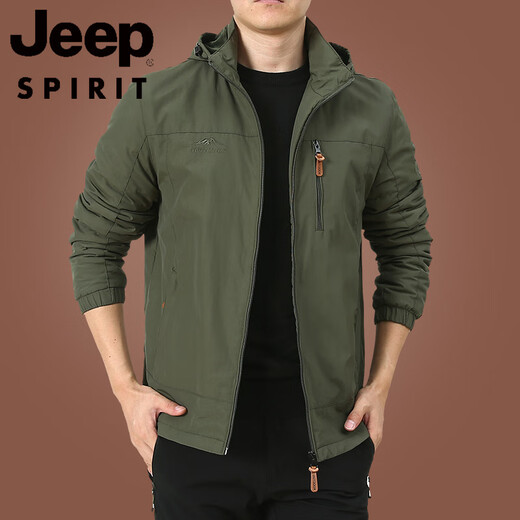 
JEEP SPIRIT Outdoor Men's Jacket Autumn and Winter 2025 New Middle-aged Men's Autumn Clothes Plus Fleece Jacket Men's Spring and Autumn Thick 9898 Military Green Style Plus Fleece 3XL