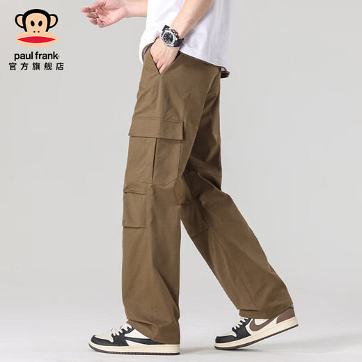 Big Mouth Monkey (paul frank) American trendy brand workwear straight men's casual pants for spring new loose draped wide-leg men's sports long pants Black 9906 [official authentic] M [Suggested 100-110Jin [Jin equals 0.5 kg]]