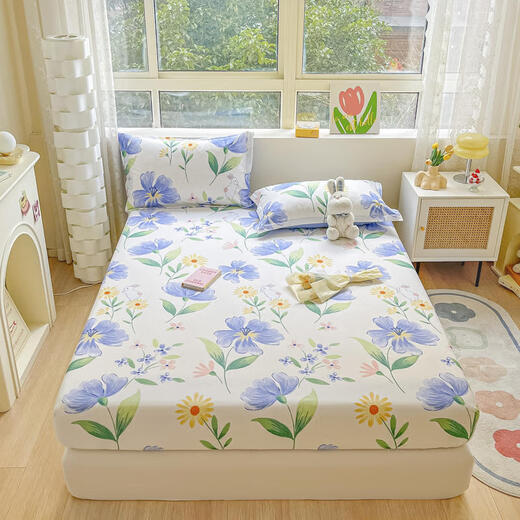 Avon Ting cotton fitted sheet single piece cotton sheet non-slip bed cover 1.8m mattress dust cover Simmons protective cover Ai Lian 150x200cm pure cotton single fitted sheet