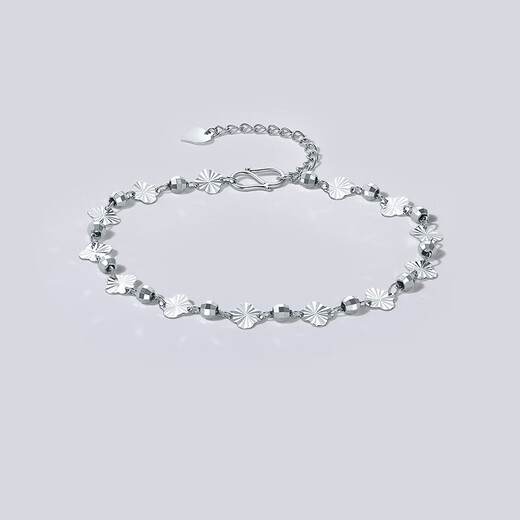 Saturday Fortune PT950 Platinum Bracelet Women's Car Flower Glossy Four-Leaf Clover Bracelet for Girlfriend 16+3cm-3.64g