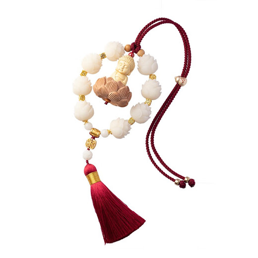 Clcey Bodhi Lotus Komplett Baby Buddha Auto Anhänger kreativer Rückspiegel hängende handgewebte exquisite Autoanhänger acht Schatz Lotus Baby Buddha verheißungsvolles Gold Gold