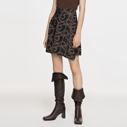 Jiangnan Buyi (JNBY) [same style in the mall] 23 summer new skirt A-shaped 5N5D15930 077/Miscellaneous Gray Coffee S