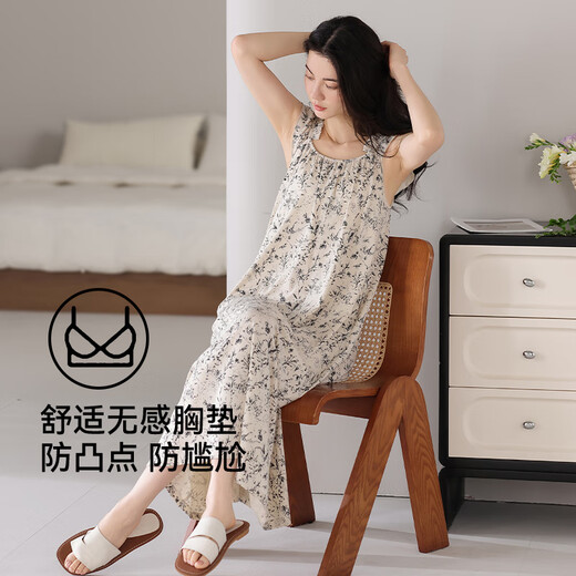 Catman Frauenmodal ärmelloses Weste Nachthemd Sommer dünne losen losen Brust-Pyjamas Einfache lässige Heimkleidung xx-12003d xl [vorgeschlagen 120-140jin [Jin gleich 0,5 kg]]