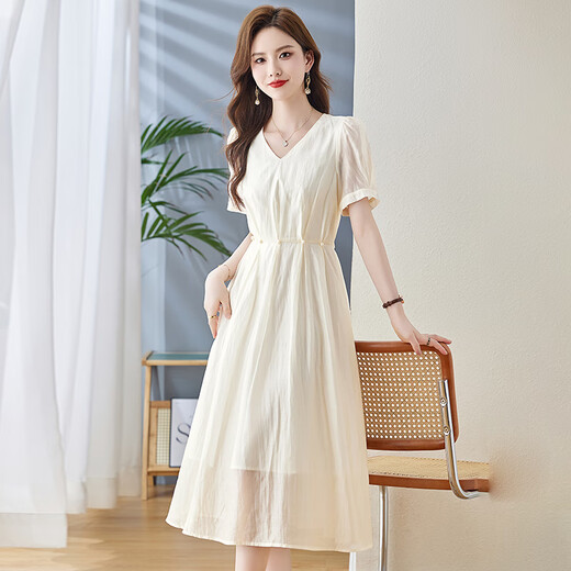 Ehangy International High-end Light Luxury Dress Women's Summer 2025 New Style Waist Covering Belly Slimming and Reducing Age Comfortable Skirt Black [High-end Gift Box] M Recommended (90-105Jin [Jin equals 0.5 kg])