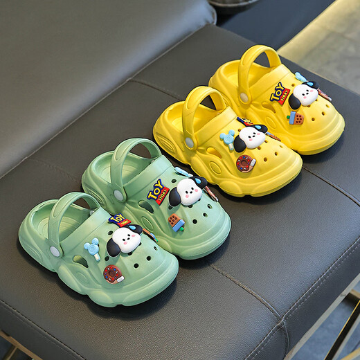 Children's hole shoes for boys and girls in summer 2025 new style medium and large children's baby wearing indoor non-slip sandals for boys blue 24 -25 size [inner length 17cm]