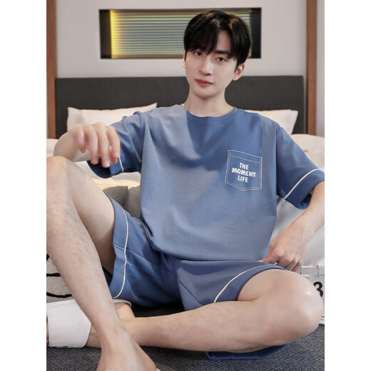 Calculat/Keen(CALCULAT/KEEN) CK pajamas for men summer pure cotton short sleeve thin large size youth cotton men's home clothing suit summer A679[Cotton] M [Suggested 80-110Jin[Jin equals 0.5 kg]]
