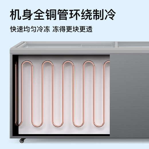 Nixue Freezer Commercial Household Freezer Horizontal Large Capacity Full Freezer Display Cabinet Refrigerated Freezer Large Freezer 688 Dual Temperature Copper Tube-Xingyao Gray Expanded Version Level 1 Energy Consumption