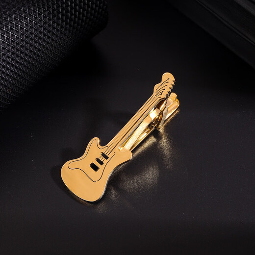 
Creative Note Clip Men's High-end Titanium Steel Personalized Piano Guitar Musical Instrument Fashionable Stainless Steel Tie Clip Trendy Golden Guitar